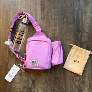 Beis Stagecoach Limited Edition Berry Crossbody Bag, Water Bottle and Pouch